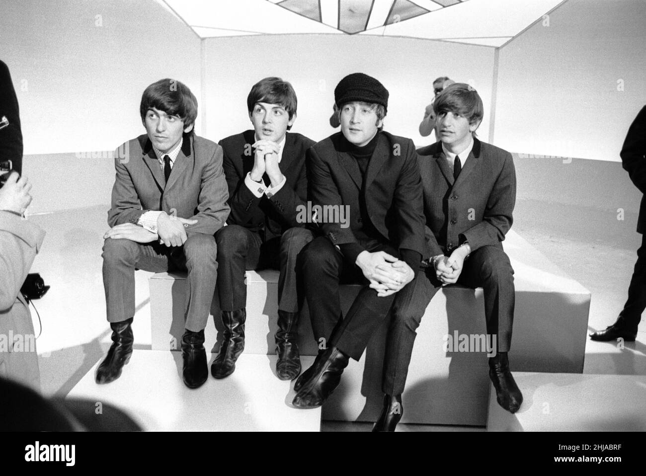 The Beatles at Teddington TV Studios. Recording music and comedy